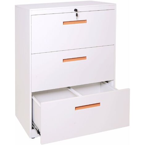 Armoire de bureau rangement en acier A4 tiroirs verrouillable 103x76x46cm blanc 040001030 (1/5)