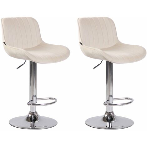Lot de 2 tabourets de bar moderne confortable réglable en velours crème pied trompette métal TDB10393 (1/4)