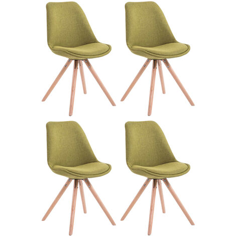 4 chaises de salle à manger style scandinave en tissu vert pieds rond en bois clair CDS10350 (1/3)