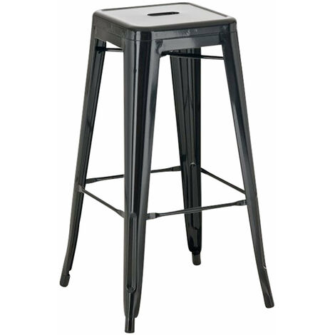 Tabouret de bar empilable avec repose-pieds design industriel factory métal noir 100000026 (1/5)