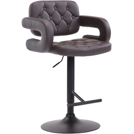 Tabouret de bar capitonné en synthétique marron accoudoirs repose-pieds métal design moderne TDB10503 (1/3)