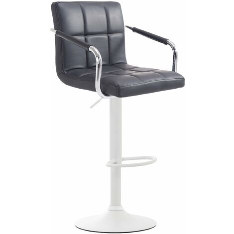 Tabouret de bar repose-pieds en synthétique noir pieds trompette en métal blanc mat TDB10528 (1/2)