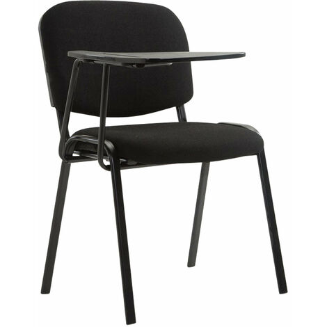 Chaise visiteur avec petite table rabattable pupitre en tissu noir support métal noir BUR10656 (1/4)