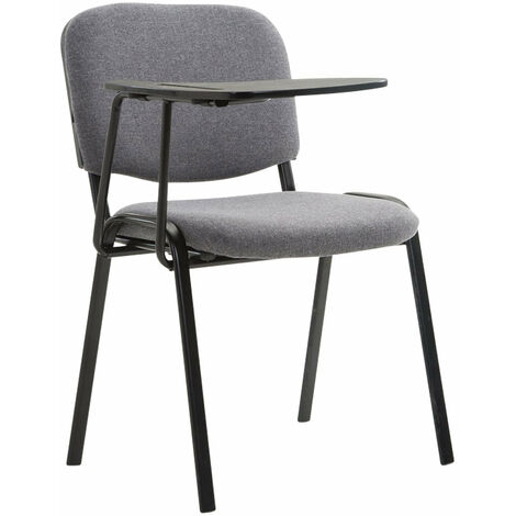 Chaise visiteur avec petite table rabattable pupitre en tissu gris support métal noir BUR10657 (1/4)