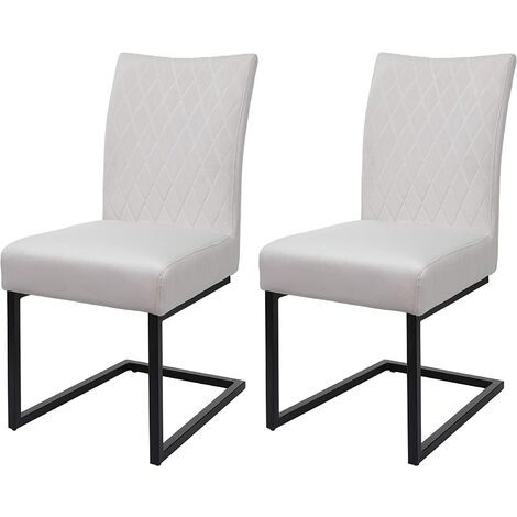Ensemble de 2 chaises de salle à manger chaise visiteur en acier design moderne velours thermolaqué crème CDS04487 (1/5)