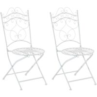 Lot de 2 chaises de jardin terrasse balcon design rustique en fer forgé blanc 100002863