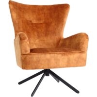 Chaise longue chaise de cocktail rembourrée relaxation assise rotative design vintage velours doré-marron et métal 040006390