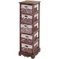 Commode étagère avec 5 tiroirs paniers à maïs 90x25x28cm design vintage marron 040006543