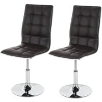 Lot de 2 chaises de salle à manger réglable en hauteur et rotative en PVC marron base en métal 040007347