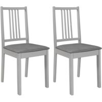 Lot de 2 chaises de salle à manger avec coussins d'assise design classique en bois gris DEC025465