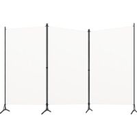 Séparateur de pièce cloison 3 panneaux 260 x 180 cm tissu blanc et fer DEC030744