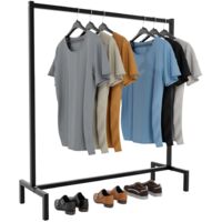 Portant à vêtements pour chambre ou dressing – acier robuste noir 120x38x120 cm 100008986