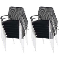 Lot de 12 chaises de conférence empilables 83 x 55 x 60 cm confort optimal style contemporain en polyester noir 040011390