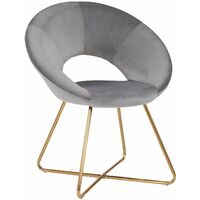 Fauteuil chaise lounge design en velours gris pieds en métal FAL09039