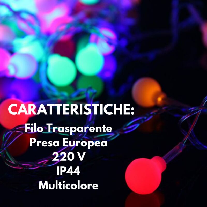 Luci Natale Catena Luminosa 80 LED 16 Metri Luci Natalizie Colorate per  Albero di Natale IP44