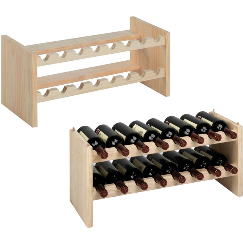 Cantinetta Vino Portabottiglie in Legno 16 Posti - 68x27x30 Rovere