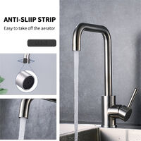 Homelody Kitchen Tap with Two Water Outlet Modes Brushed Nickel, Single Handle Kitchen Taps, Stainless Steel Kitchen Faucet with UK Standard Fittings