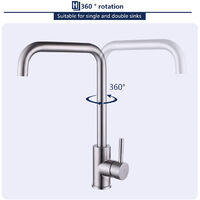 Homelody Kitchen Tap with Two Water Outlet Modes Brushed Nickel, Single Handle Kitchen Taps, Stainless Steel Kitchen Faucet with UK Standard Fittings