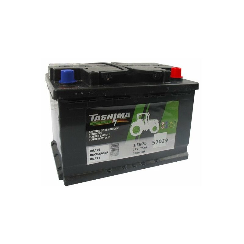 Batterie 12V 75A/H - borne + à droite - TASHIMA pour modèles KUBOTA