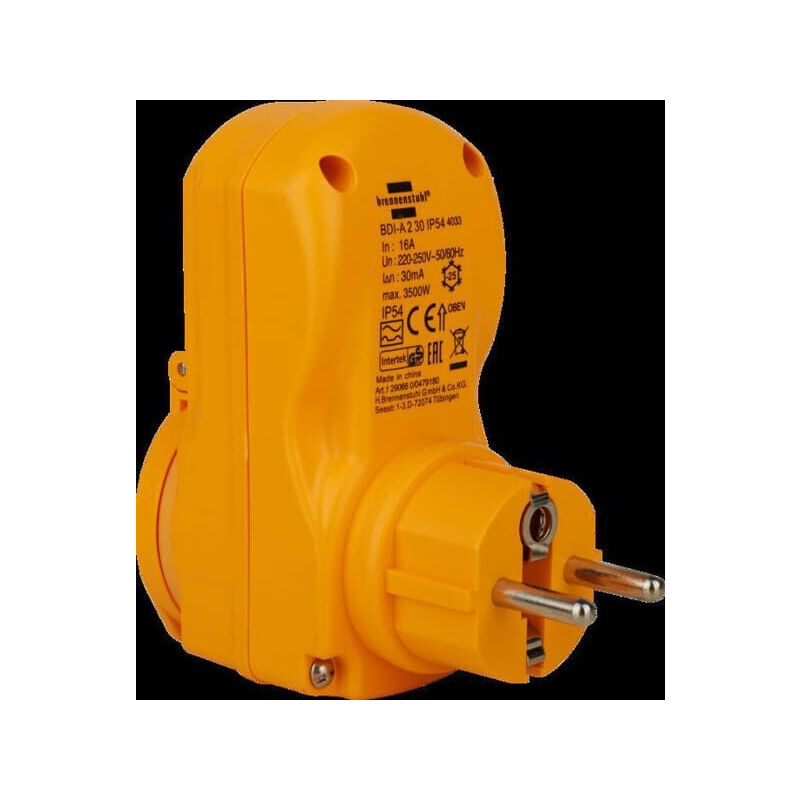 Disjoncteur Différentiel Brennenstuhl BDI-A 2 30 - IP54 - 230V - Protection Portable Extérieur