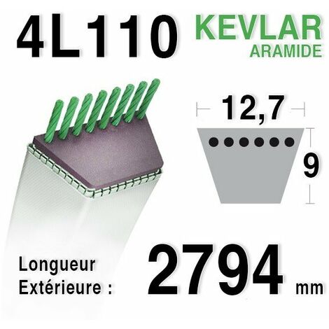 Courroie pour moteur thermique 2794mm – Section 12,7x8mm – Adaptable tondeuses John Deere LTR155, LTR166, LTR180 - 4L110