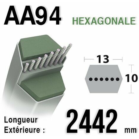 Courroie pour moteur thermique AA94 – Longueur 2442 mm – Compatible tondeuses MTD plateau N 2008/2009 – Modèle 754-04174