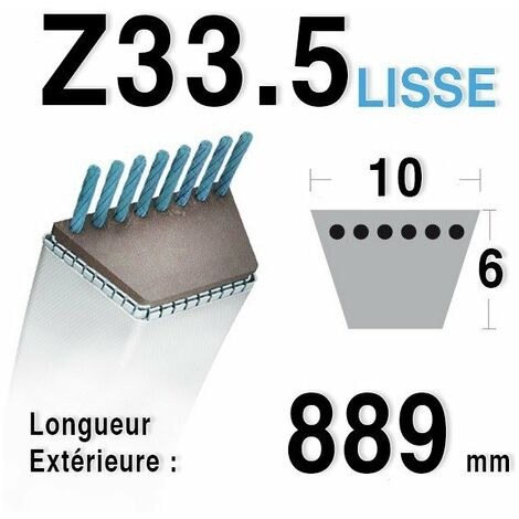 Courroie Lisse Série Z (section 10x6mm) Longueur Ext: 888mm. (1/2)