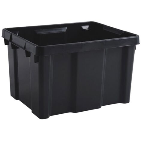 EDA – Bac de rangement noir 30L – Dimensions 433x342x263mm – Superposable en matière recyclée – Pour espaces confinés