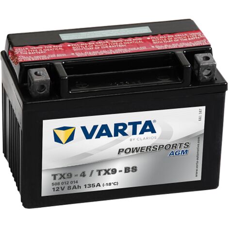 Varta – Batterie moto 12V 8Ah AGM – Courant de démarrage 135A – Pour véhicules Powersports – Démarrage fiable en conditions difficiles - 508012008A514