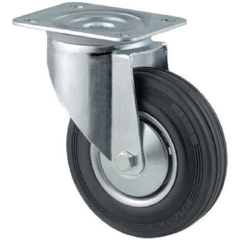 Roulettes pivotantes à bandage en caoutchouc noir TENTE 3470DVR200P63 (1/4)