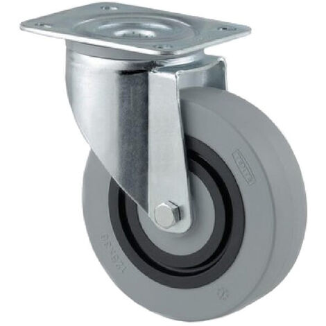 Roulettes pivotantes à bandage en polyamide gris et anneau central en caoutchouc TENTE 3470HUR125P62 (1/4)
