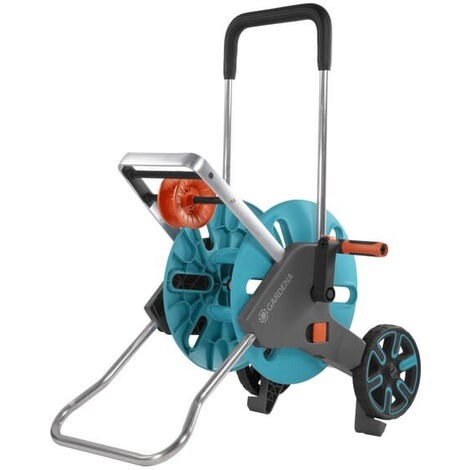Gardena – Enrouleur tuyau arrosage 60m – Chariot sur roues avec manivelle ergonomique – Raccord coudé anti-goutte – GA18515