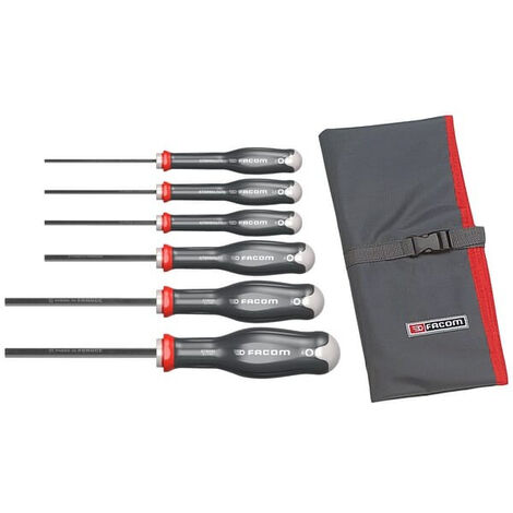 Facom – Coffret de 6 tournevis pour vis à tête cruciforme et plate – Acier au chrome vanadium – Ergonomique pour usage intensif – ATWHHJT6 (1/2)