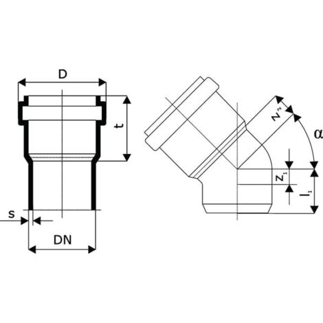 Coude KG En PVC DN 200 45° - Pour Tuyaux D'assainissement, Eaux Usées - Orange, Rigide, Norme DIN - 4