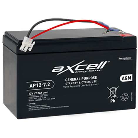 Batterie Agm 12v - 7,2a - 86,4wh Adaptable Pour Robots Robomow Modèles Rx12u, Rx20 Pro, Rx20u - Wolf Modèles Loopo S150, Loopo S