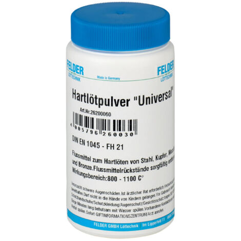 Felder – Poudre de soudure pour brasage dur cuivre et laiton – Température d'utilisation > 800 °C – Norme DIN EN 1045 FH 21 – Adaptable