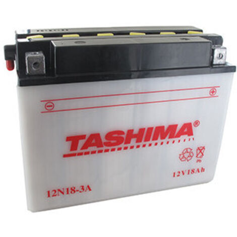 Batterie TASHIMA 12N183A 12V 18Ah – Capacité de démarrage à froid 140A – Dimensions 206x91x164mm – Livrée avec électrolyte