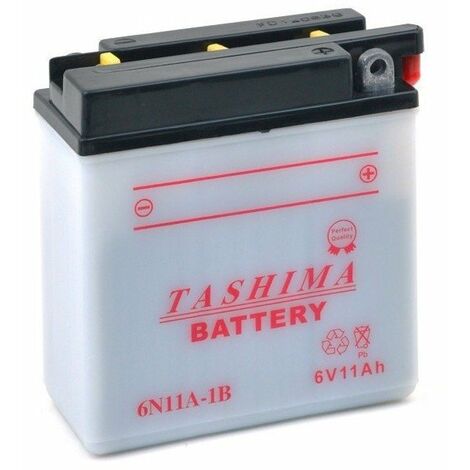 Batterie Plomb Tashima 6v, 11a. L: 122, L: 62, H:131mm, + à Droite Pour Scooter Motos. (livrée Sans Acide). - Batterie à Mettre