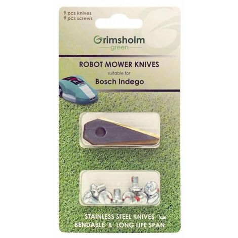 Kit de 9 lames pour robots tondeuse Bosch Indego – Coupe précise – Adaptées pour terrains en pente – Compatible Indego 800/1000/1300 - F016800321 (1/2)