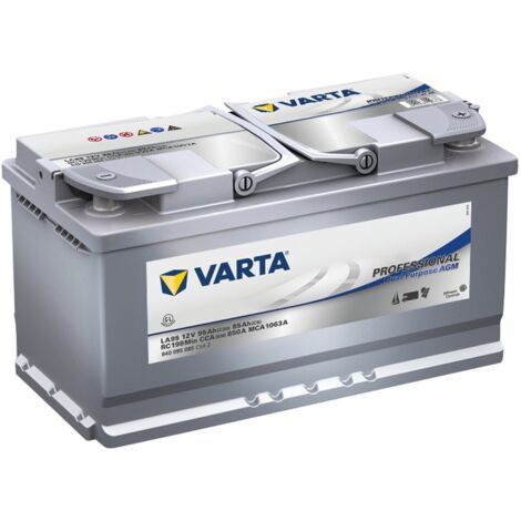 Varta – Batterie auxiliaire AGM 95Ah 12V – Technologie Absorbent Glass Mat – Longévité jusqu'à 400 cycles – Pour camping-cars et bateaux