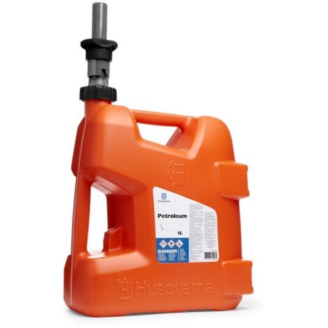 Husqvarna – Jerrican carburant 15l – Arrêt automatique du remplissage – Bec verrouillé anti-fuite – Poignées ergonomiques pour transport facile