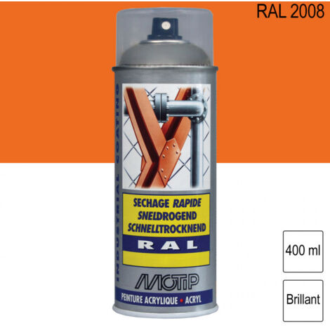 Peinture aérosol RAL 2008 Orangé rouge clair brillant 400ml MOTIP