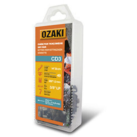 CENTRALE BRICO Chaîne de tronçonneuse OZAKI semi carrée: .3/8"LP .050 (1,3mm) 49 entraîneurs (1/2)