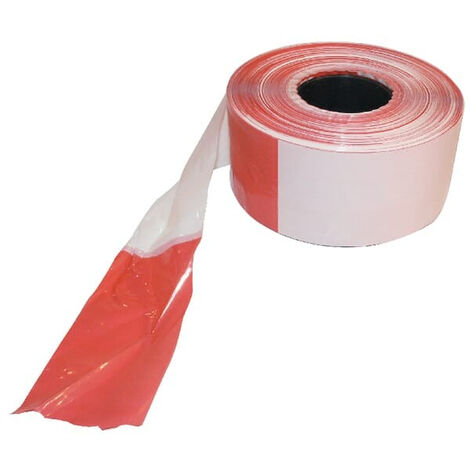 Ruban de chantier rouge - blanc 80mmx500m UNIVERSEL WB99362 (1/2)