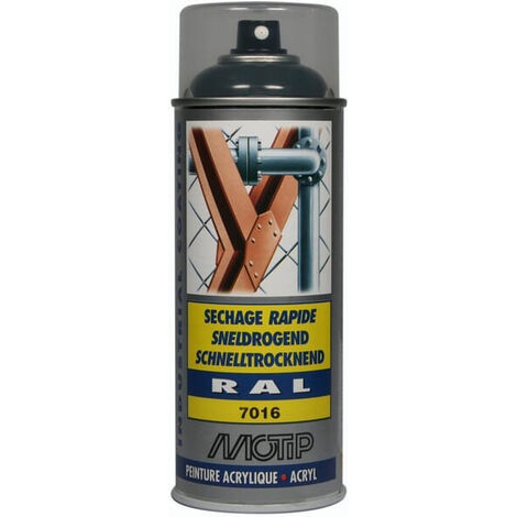 PEINTURE SECHAGE RAPIDE RAL ACRYL RAL7016 BRILLANT AEROSOL 400ML MOTIP (1/3)