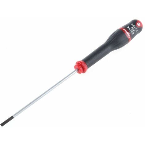 Facom – Tournevis plat 150 mm – Pointe 1 x 5,5 mm pour accès difficile – Poignée bi-matière ergonomique – Acier au carbure de silicium - AN55X150