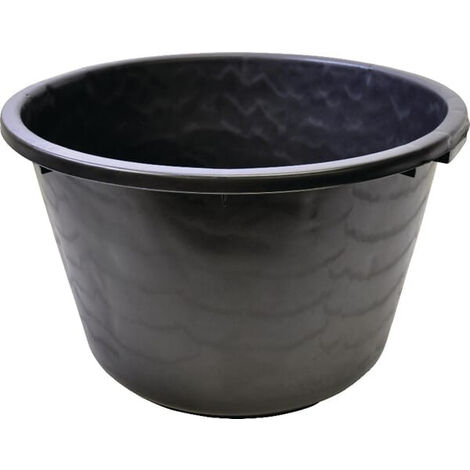 Seau de chantier rond 65 L en plastique renforcé – Poignées pratiques – Pour mortier et béton – Hauteur 36 cm, diamètre 59 cm
