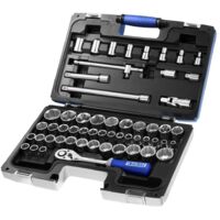 Expert – Coffret de douilles 1/2" – 30 douilles 6 pans et 12 pans – 1 cliquet 1/2" – Rallonges 130mm et 250mm – Poignée en T et cardan