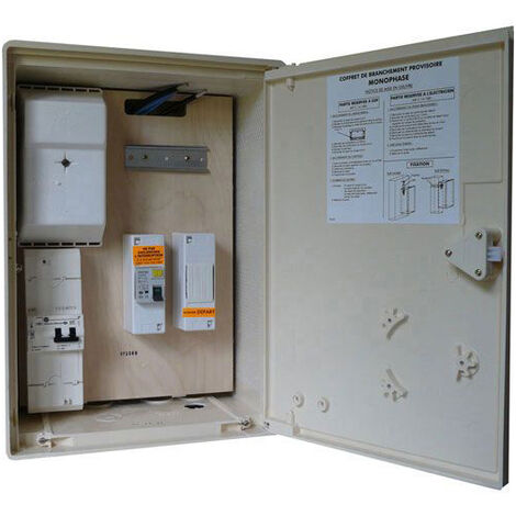 Batilec – Coffret électrique provisoire 63A avec disjoncteur 15A/45A – Installation rapide pour chantiers résidentiels – Normes de sécurité EDF