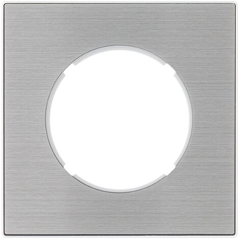 Fontini – Plaque simple métallisée grise pour mécanisme DOM – Finition métal – Design géométrique – Pour installations intérieures